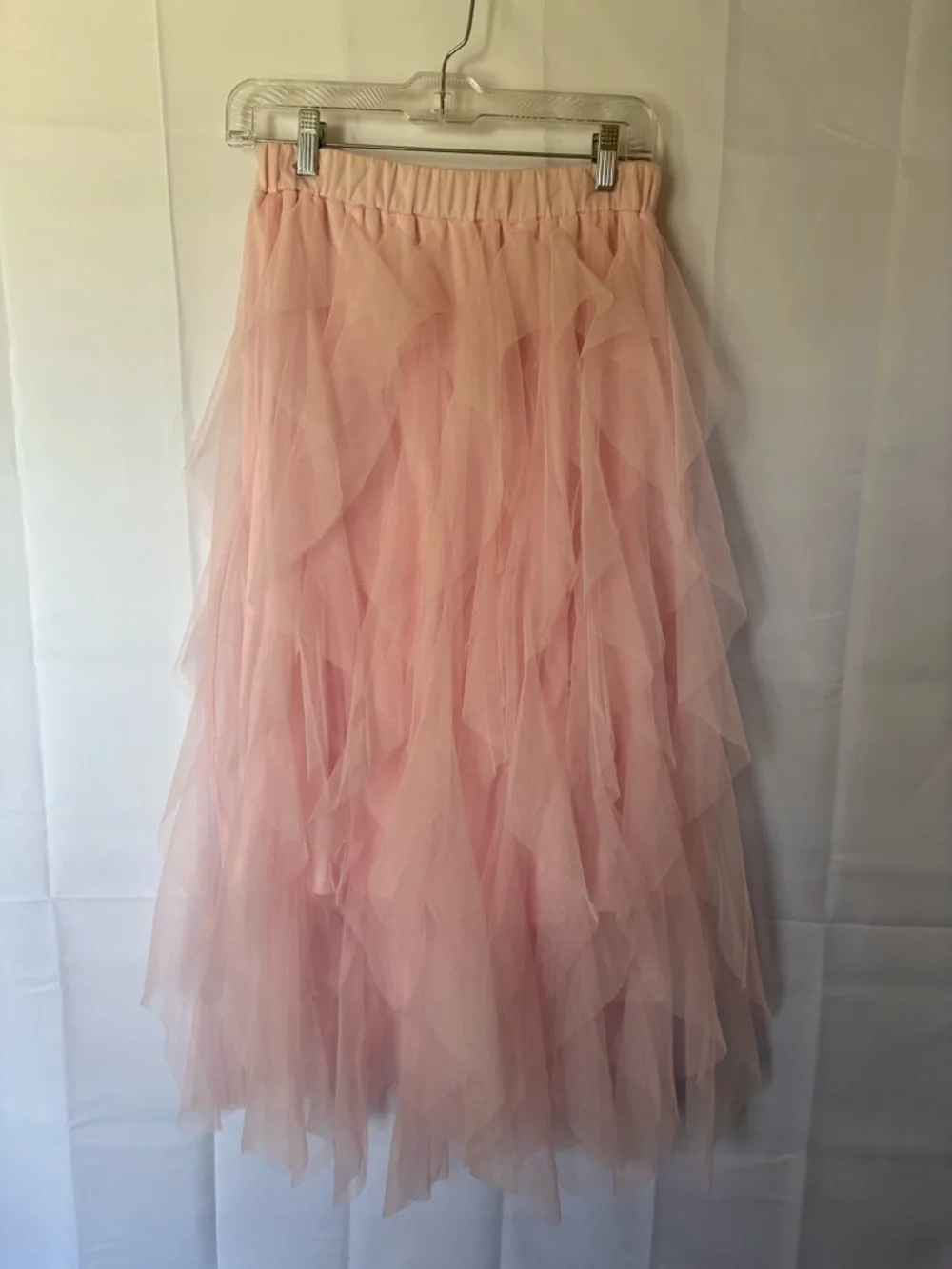 Pink Tulle Ruffle Midi Skirt - Size M - Picture 1 of 4